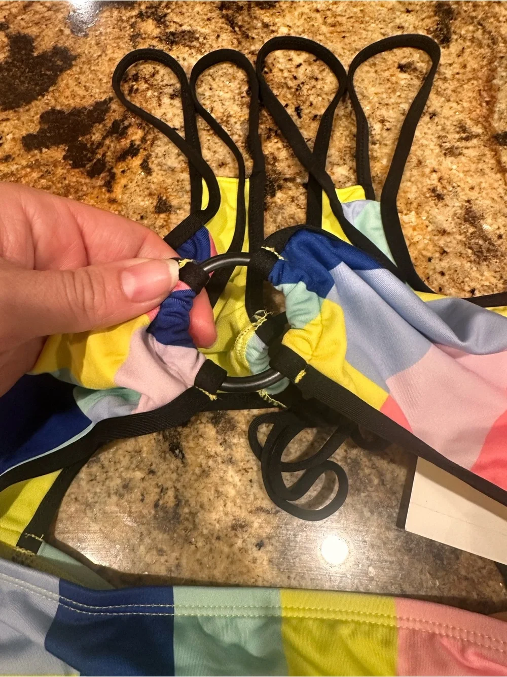 The Bikini Lab Multi-Color Cutout One-Piece Swimsuit with Ring Detail